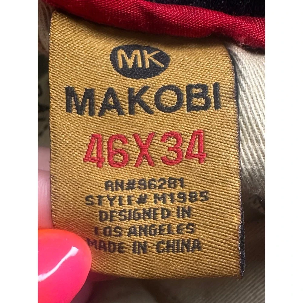Makobi Jeans Mens 46x34 Blue Acid Wash Distressed Side Stripe Moto Streetwear